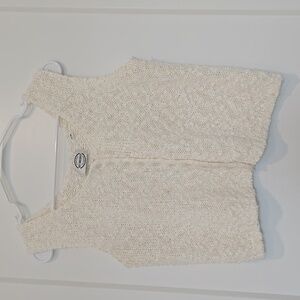 Vintage Cream Knit Sleeveless Cardigan